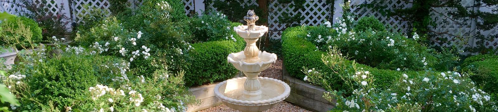 The White Rose garden with fountain at Abbington Green
