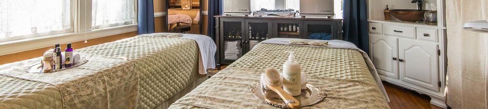 The Abbington Green spa treatment room in the original ladies' parlor